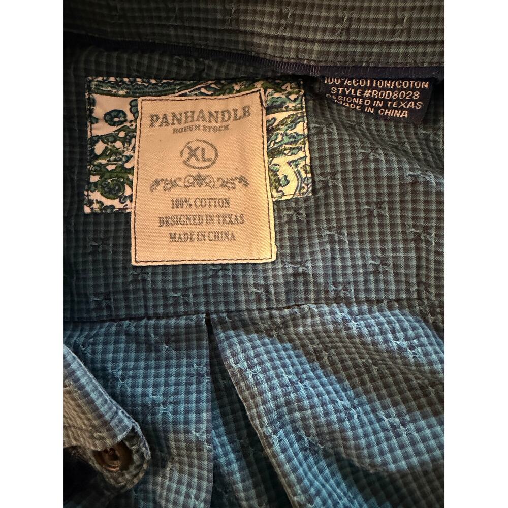 Panhandle Rough Stock Men’s XL Blue Green Western Button Front Shirt Long Sleeve - Picture 2 of 7